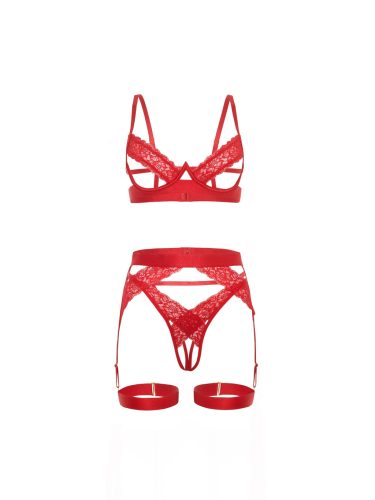 Jessica piros csipkés nyitott szett combpánttal