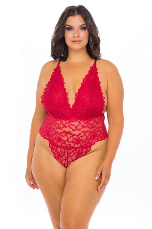 Magasan felvágott exkluzív plus size  csipkés teddy
