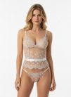 Exkluzív hímzett merevítős bustier tangával