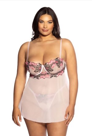 Exkluzív hímzett plus size babydoll tangával