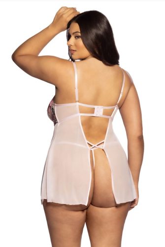 Exkluzív hímzett plus size babydoll tangával
