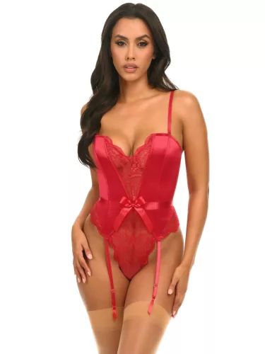 Elegáns szatén body csipke díszítéssel