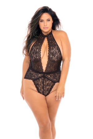 Exkluzív soft csipkés elöl nyitott plus size body