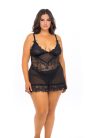 Exkluzív csipkés plus size babydoll tangával