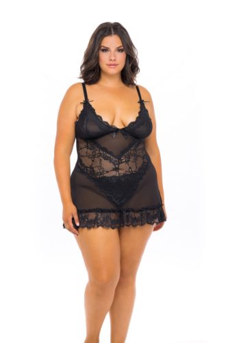 Exkluzív csipkés plus size babydoll tangával