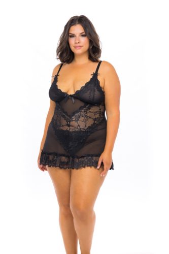 Exkluzív csipkés plus size babydoll tangával