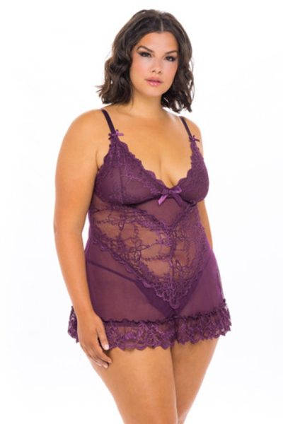 Exkluzív csipkés plus size babydoll tangával
