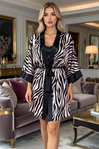 COCO zebra mintás szatén hálóruha szett 