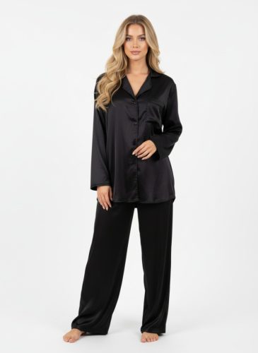 Fekete armani szatén hálóruha szett