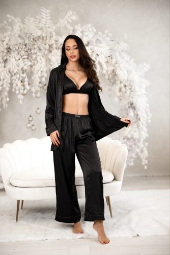 Fekete armani szatén hálóruha szett