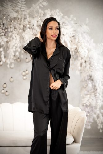 Fekete armani szatén hálóruha szett