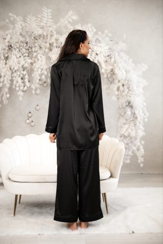 Fekete armani szatén hálóruha szett