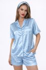 COCO kék szatén hálóruha short szett