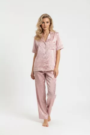 COCO rózsaszín szatén hálóruha szett