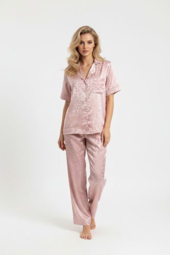 COCO rózsaszín szatén hálóruha szett