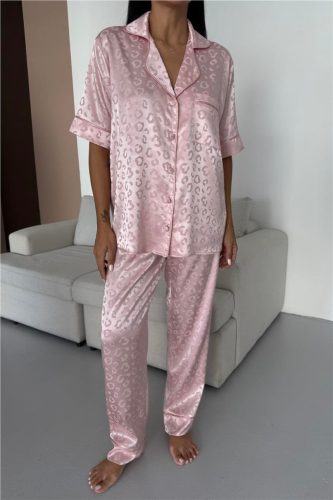 COCO rózsaszín szatén hálóruha szett