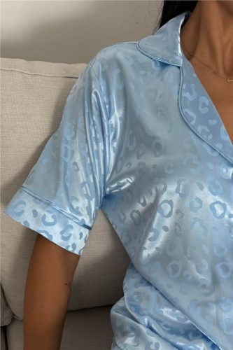 COCO kék szatén hálóruha szett