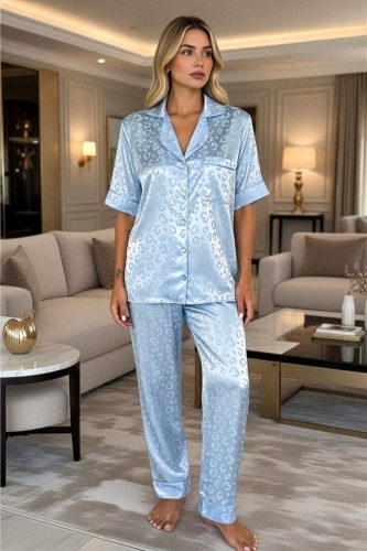 COCO kék szatén hálóruha szett