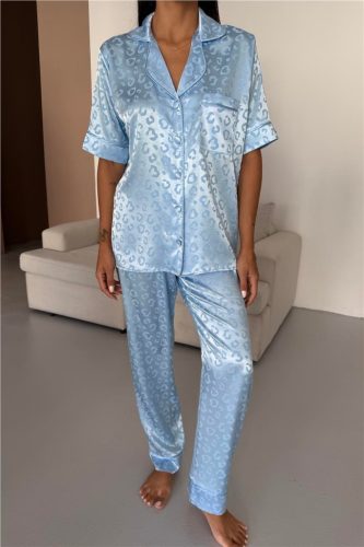 COCO kék szatén hálóruha szett