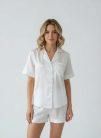 COCO fehér szatén hálóruha short szett