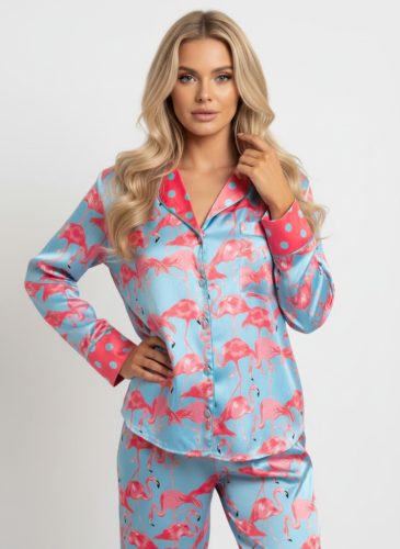 COCO flamingó mintás szatén hálóruha szett