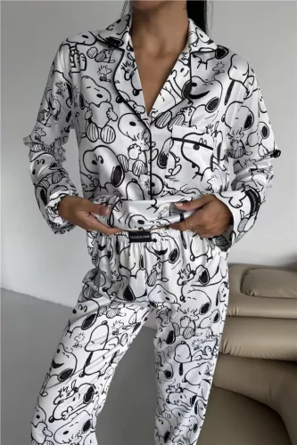 COCO snoopy mintás szatén hálóruha szett