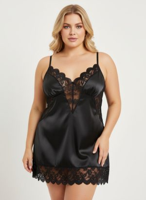 Debbie csipkés szatén plus size kombiné