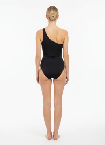 Fekete szempilla csipkés hátul nyitott magasított nyakú body