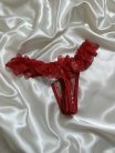 Piros csipkés gyöngyös nyitott bugyi