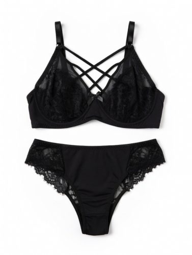 Zinnia fekete csipkés plus size szett