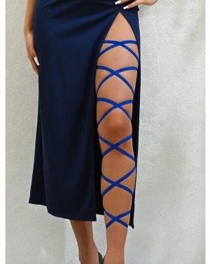 Kék színű gumis harisnyakötő pánt