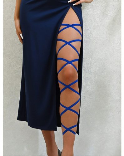 Kék színű gumis harisnyakötő pánt