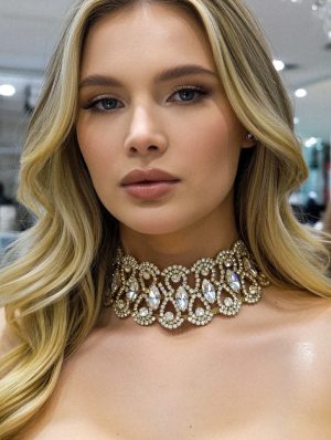 Vastag arany színű ezüst köves choker nyaklánc