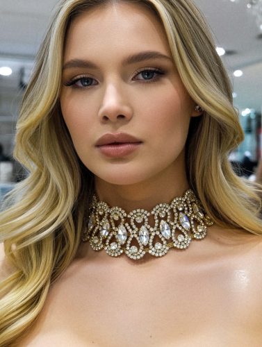 Vastag arany színű ezüst köves choker nyaklánc