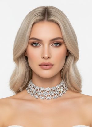 Vastag arany színű ezüst köves choker nyaklánc