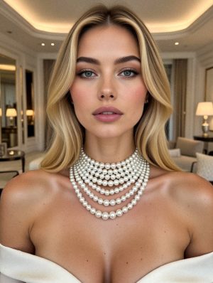 Többsoros fehér gyöngy choker nyaklánc