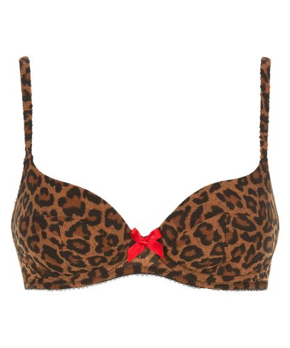 Leopárd mintás melltartó, párnázott kosarakkal