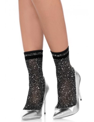 LA3041-BLK/SIL-Fekete-ezüst színű lurex zokni