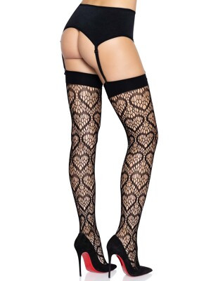 Szív mintás necc harisnya