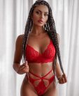 Piros merevítő nélküli bralette szett