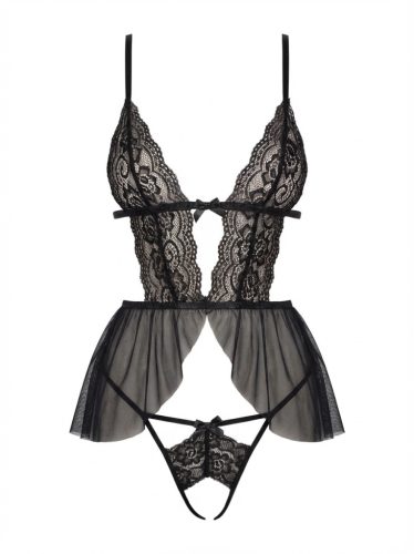 Csipkés babydoll és nyitott bugyi szett