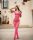 Woven twist pink necc maxi ruha
