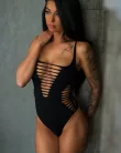 Fekete varrás nélküli tanga fazonú body