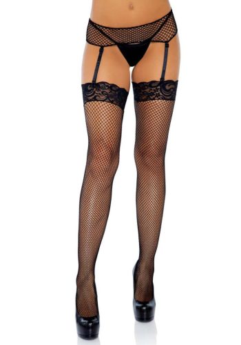 LA9023-BLK-Fekete színű csipkés necc harisnya