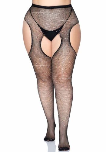 LA9108-BLK-Fekete oldalt nyitott necc harisnyanadrág