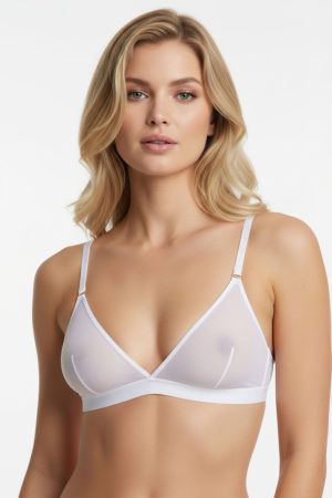 Exkluzív Fehér tüll háromszög melltartó