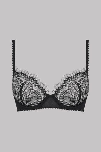 MC szempilla fekete csipkés merevítős melltartó