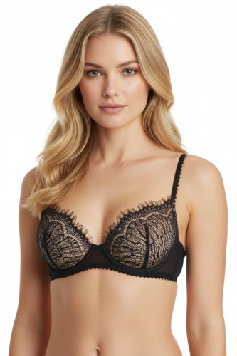 MC szempilla fekete csipkés merevítős melltartó