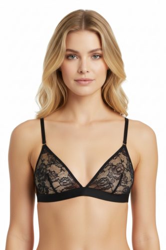 Flashback fekete csipkés háromszög melltartó