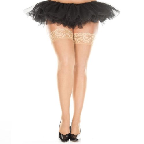 Csipkés plus size harisnya szilikonos felsőrésszel